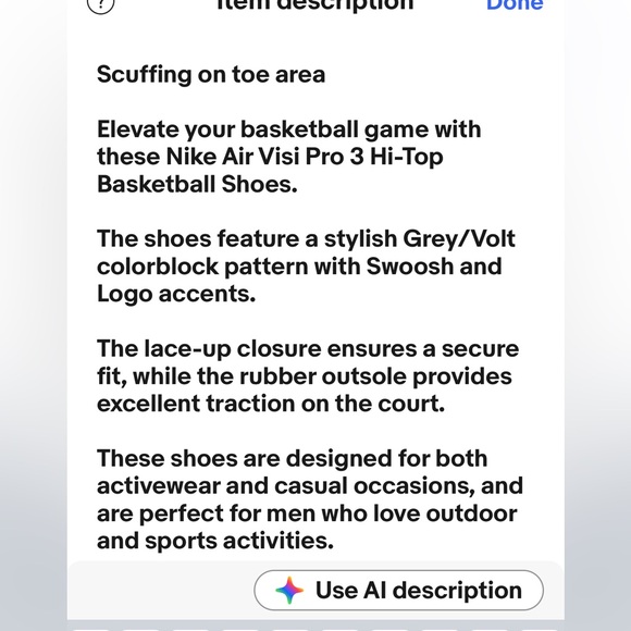 Nike Air Visi Pro 3 Hi top basketball shoes Grey Volt men 13 -525745–004 - Picture 15 of 16